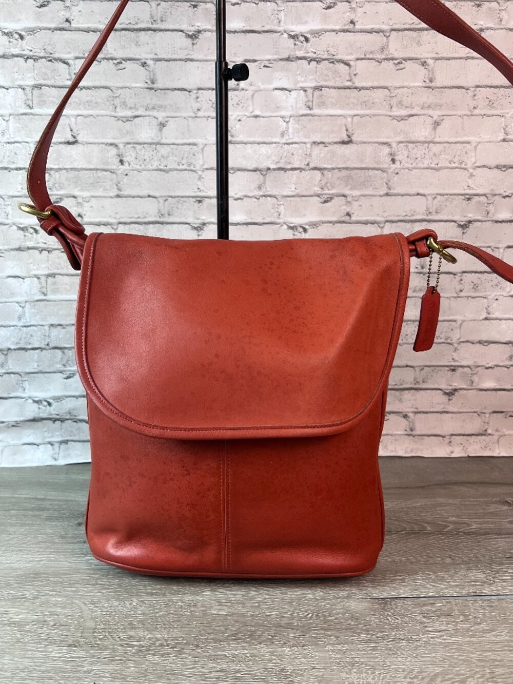 Rare Coral Coach Whitney Flap Crossbody Bag Leather Vintage 4115